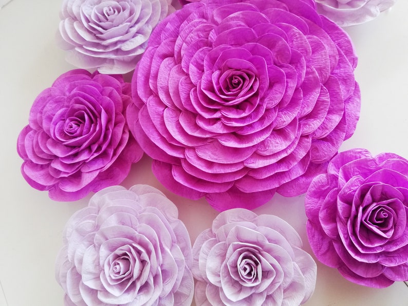 10 Purple Plum Lavender, Еncanto birthday, large Paper Flowers, Wall decor, girls room, Backdrop bridal shower baby, Wedding, Princess Party image 5