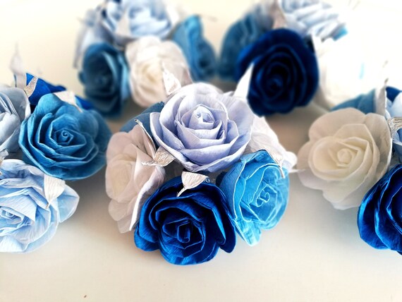 Royal Prince Boy Navy Blue Centerpieces Paper Flowers Table decor bouquet Turquoise wedding beach Party bridal Baby Shower baptism little Il_570xn