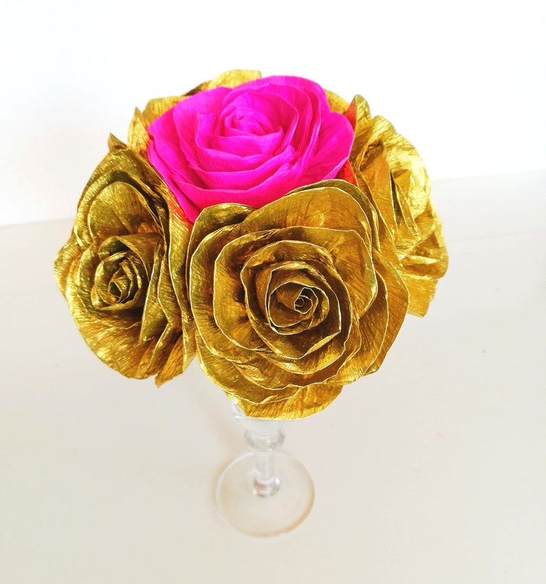 Centerpiece Pink gold crepe Paper Flowers Kate Bridal Shower Spade party decorations girls Baby Shower sweet 16 Birthday wedding Table decor image 3