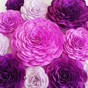 10 Purple Plum Lavender, Еncanto birthday, large Paper Flowers, Wall decor, girls room, Backdrop bridal shower baby, Wedding, Princess Party image 3