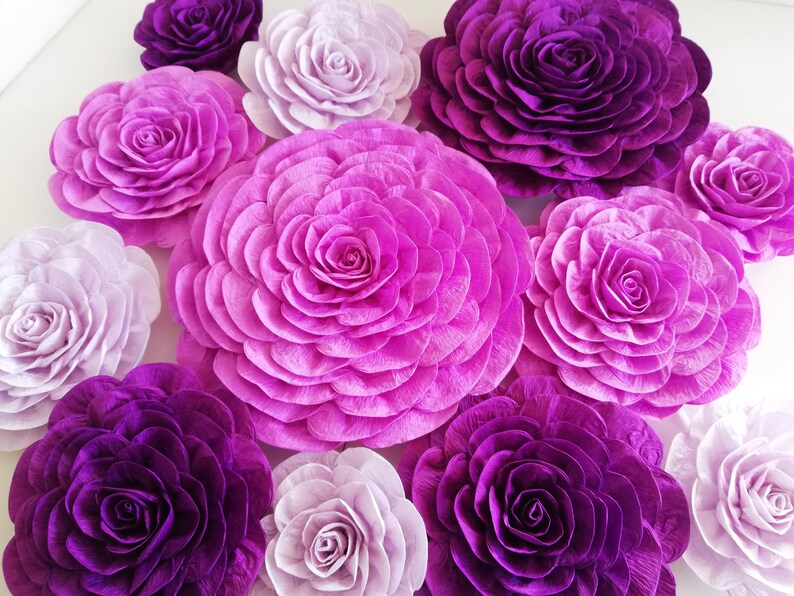 10 Purple Plum Lavender, Еncanto birthday, large Paper Flowers, Wall decor, girls room, Backdrop bridal shower baby, Wedding, Princess Party image 3