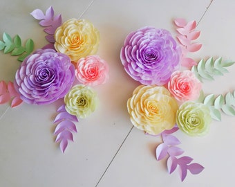 nursery decor, Birthday Party, Crepe Paper Flowers, first birthday party, large paper flower wall, unique wedding decorations, paper flower