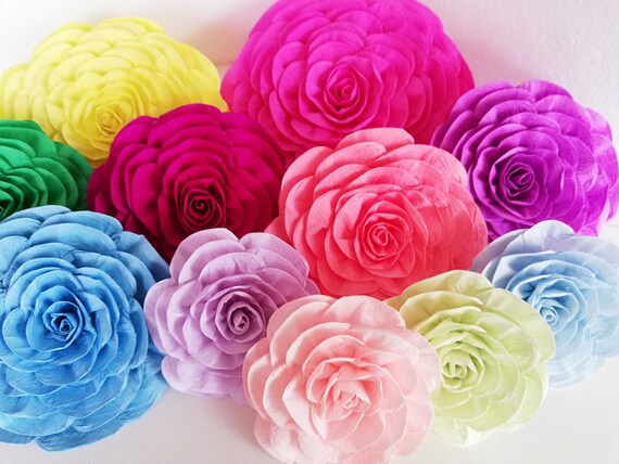 Mexican fiesta pastel rainbow large paper flowers Wall decor mama llama shower baby moana backdrop my little pony birthday party sweet table Il_570xn
