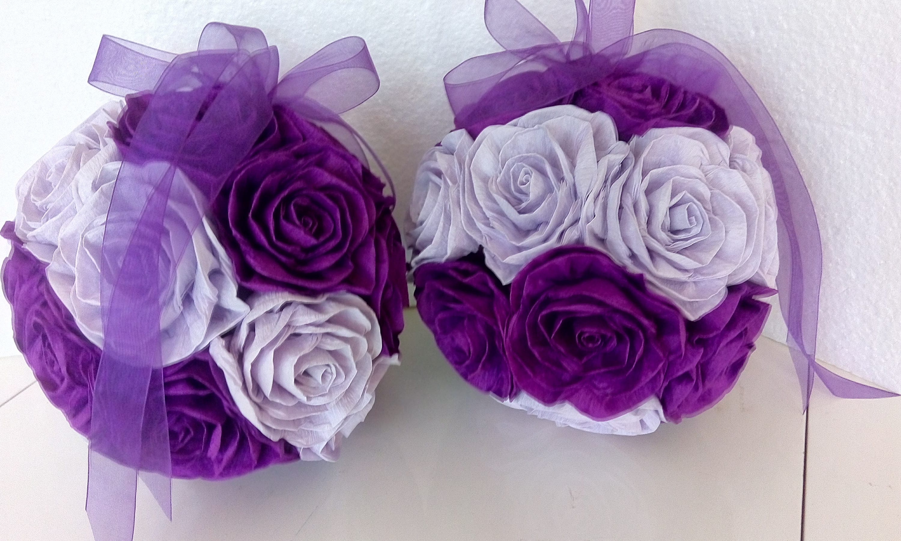 Centerpiece Paper Flowers Kissing Ball Purple Lavender Etsy