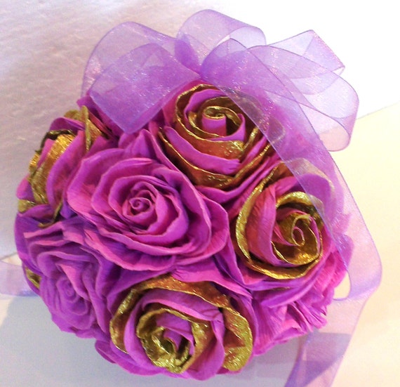 ANY COLOR! wedding kissing ball, flowers ball roses, hanging wedding pomander, flower girl Birthday , baby shower CENTERPIECE Gold lavander Il_570xn