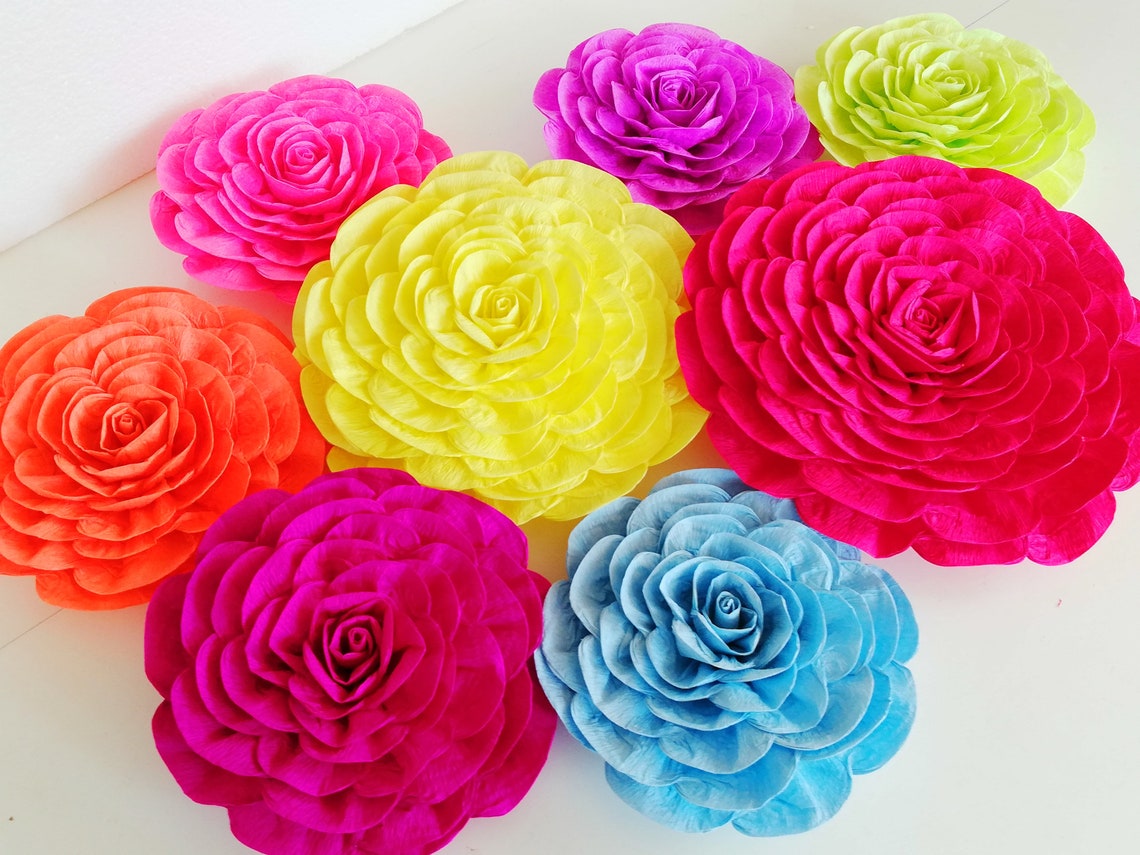 Large Crepe Paper flowers wall decor any colors Crepe Paper Etsy