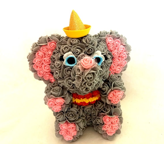 Rose Bear elephant Flower, dumbo elephant boy Baby shower Girl gift for Mum, Gift for girlfriend, Gift for Teen Girl Birthday quinceanera Il_570xn