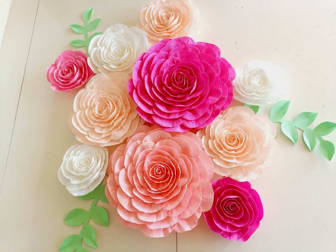 Floral Nursery Decor, Large Small Paper Flowers, Fully Assembled Paper