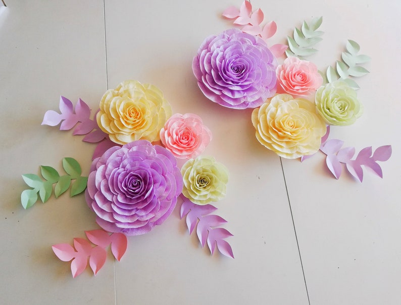 3d Large Paper Flowers Wall Decor Girl Baby Room Nursery Ideas Etsy