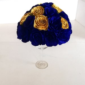 Centerpieces Gold Royal Boy Prince Navy Baby Blue Paper flowers table bridal Baby Shower decor Bouquet cobalt wedding beach Party baptism