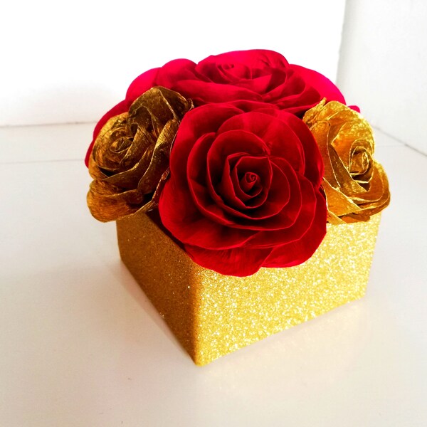 Red Gold Centerpiece Etsy