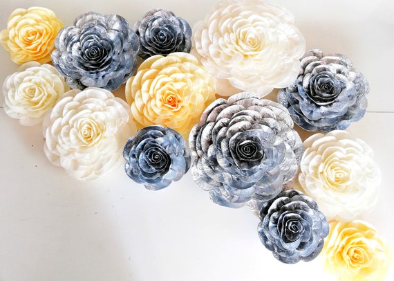 12 Large Paper Flowers Wall decor crepe any colors Wedding Photo backdrop communion baptism bridal baby shower flowers birthday party decor
