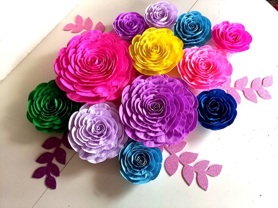 large Paper Flowers, fiesta backdrop, encanto Nursery wall decor charro, mama llama party decoration moana aloha baby bridal shower birthday Il_570xn