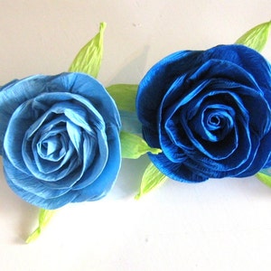 guest pin, corsage, navy Royal blue Bridesmaid bridal, boy Baby Shower, baptism sea beach wedding mother cuff bracelet crepe paper flower image 5