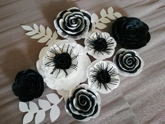 black white, Large Paper Flowers Wall decor, any colors, Wedding backdrop communion baptism bridal baby shower birthday party poppy anemone Il_570xn