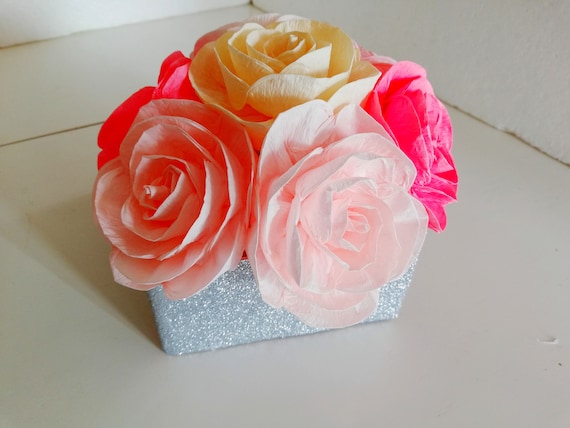 Centerpieces table decor, Pink white Paper flowers baptism Girls baby shower kate, bridal Party spade, wedding birthday quinceanera sweet 16 Il_570xn