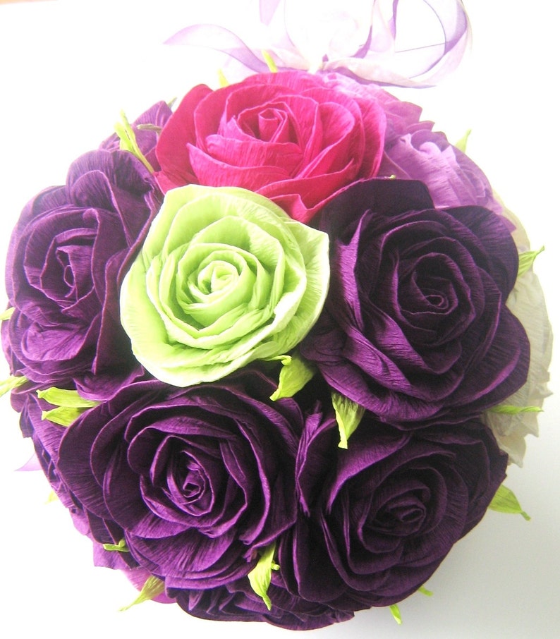 Centerpiece Paper Flowers Kissing Ball Purple Lavender Etsy