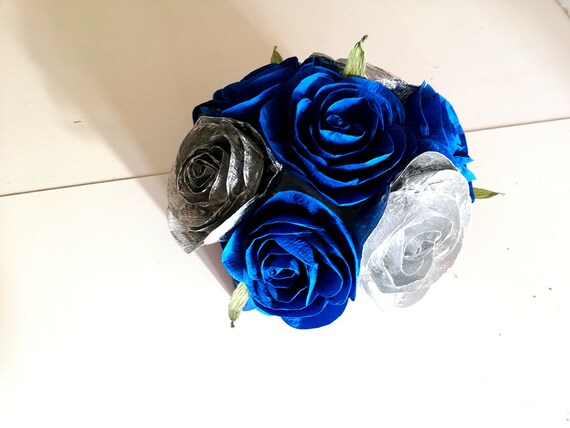 Centerpieces Royal Prince Navy Blue silver Boy Paper flower decor table wedding decor beach birthday Party bridal Baby Shower baptism Frozen Il_570xn