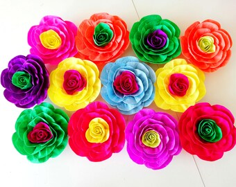 Fiesta large paper flowers, wall decor, mexico paper flower, charro baptism, coco party supply, frida party decoration mexican wedding arch