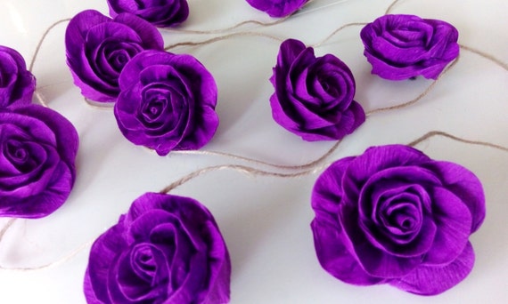 wedding crepe paper flowers garland Purpl lavander lilac Backdrop wall decor Curtain nursery baby shower burlap birthday party ultraviolet Il_570xn
