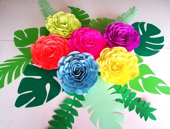 Travelwant Paper Flower Decorations Large Paper Flowers Party Supplies  Tropical Party 3D Paper Flowers Wall Decor Flower Wall Decals for Wedding  Baby Birthday Party Decoration 