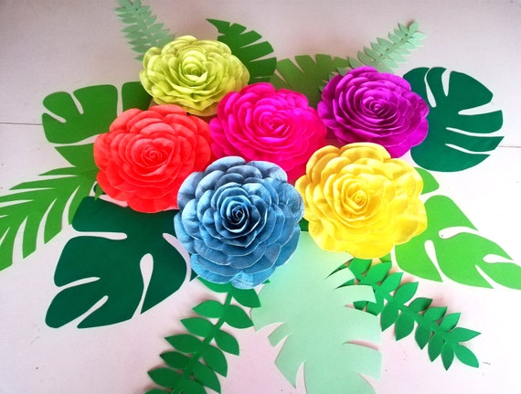 Travelwant Paper Flower Decorations Large Paper Flowers Party Supplies  Tropical Party 3D Paper Flowers Wall Decor Flower Wall Decals for Wedding  Baby Birthday Party Decoration 