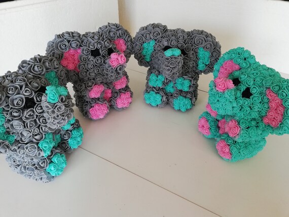 Rose Bear elephant Flower, Ring Bearer boy Baby shower, gift for Mom, girlfriend Gift for Teen Girl Birthday, Flower Girl elephant dumbo Il_570xn