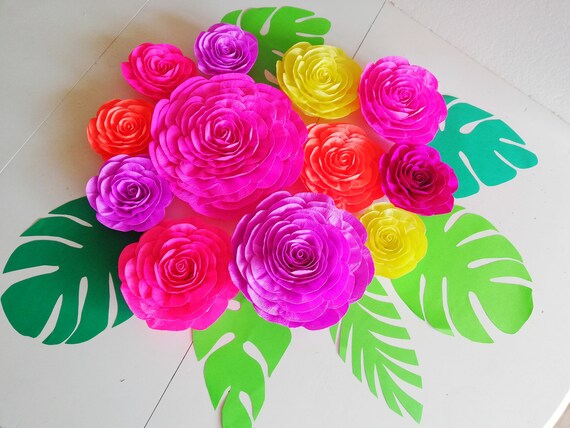 Large Paper Flowers Wall decor tropical Wedding Photo backdrop communion baptism bridal baby shower arch assembled flowers birthday crepe Il_570xn