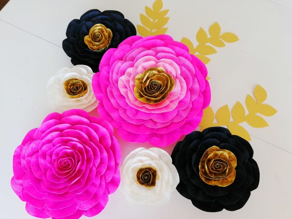 pink Gold White Black, Large Paper Flowers Wall decor, decorations victoria, Bridal Kate Shower, secret, Party Spade, Baby Bakdrop, Birthday Il_570xn