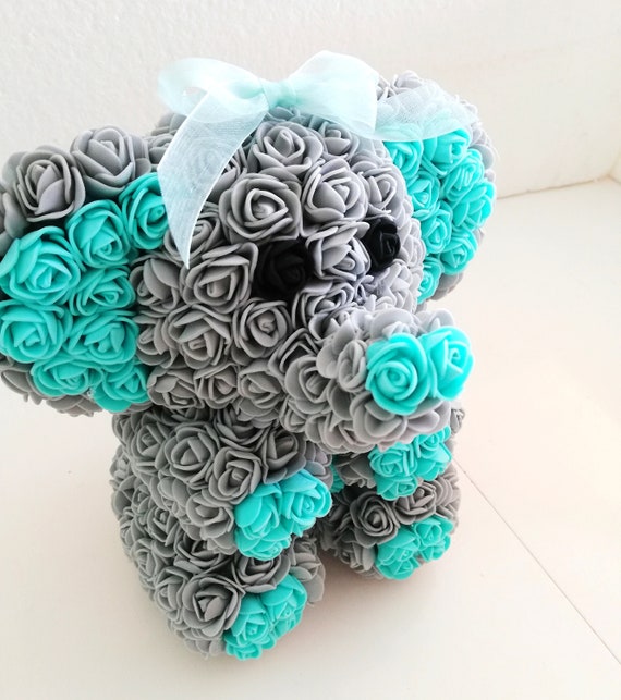 Rose Bear elephant Flower, elephant boy Baby shower Chevron Mint Grey Girl, Gift for girlfriend, Gift for Teen Birthday quinceanera elephant Il_570xn