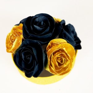 Centerpieces, black gold paper Flowers Roses in box, Birthday gifts for her Mothers Day Table decor wedding Party bridal Shower gatsby prom image 5