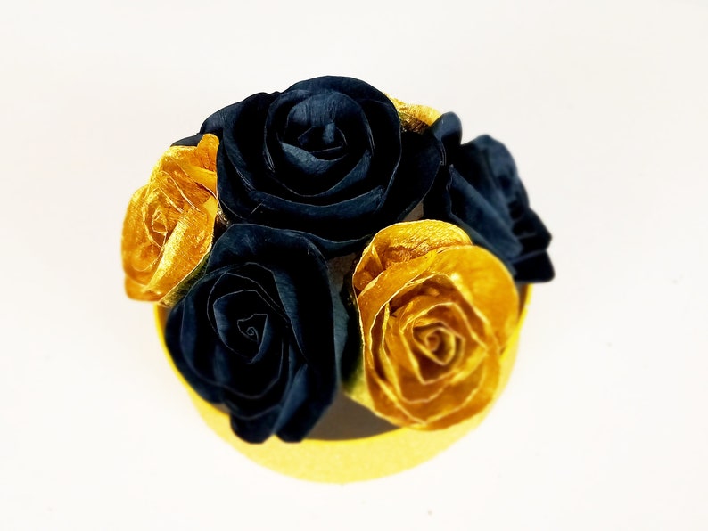 Centerpieces, black gold paper Flowers Roses in box, Birthday gifts for her Mothers Day Table decor wedding Party bridal Shower gatsby prom image 5