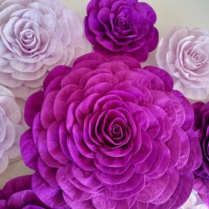 10 Purple Plum Lavender, Еncanto birthday, large Paper Flowers, Wall decor, girls room, Backdrop bridal shower baby, Wedding, Princess Party image 6