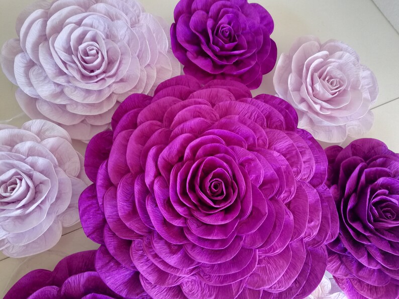 10 Purple Plum Lavender, Еncanto birthday, large Paper Flowers, Wall decor, girls room, Backdrop bridal shower baby, Wedding, Princess Party image 6