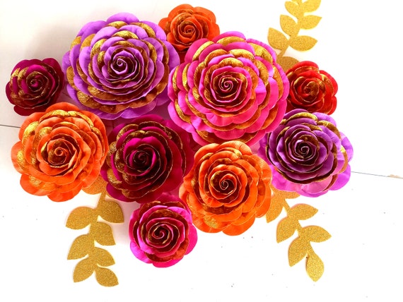 Nursery decor, large paper flowers, gold pink Nursery decor Wall, bridal shower kate , spade baby , backdrop Wedding, birthday party sweet, Il_570xn