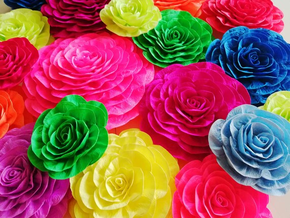Large Paper Flowers wall decor coco birthday supplies backdrop Tropical Hawaiian Party Mexican Fiesta Wedding Luau bridal shower baby arch Il_570xn