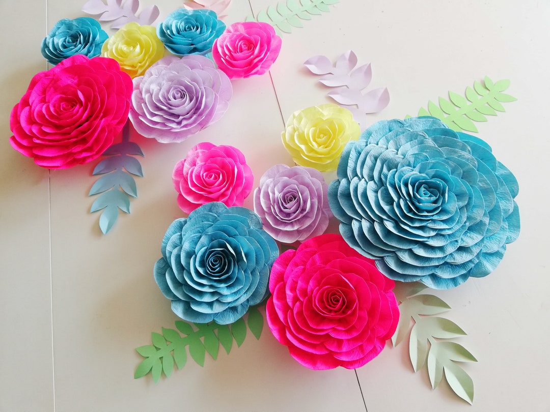 Encanto Birthday Large Paper Flowers Wall Decor Pink Teal - Etsy
