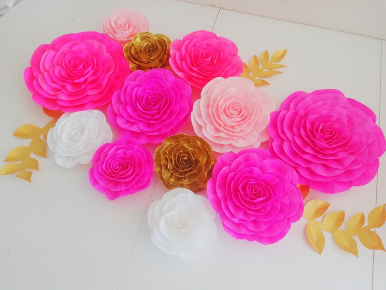 10 Crepe Paper Flowers Large Paper Flowers Wall Decor Hot Etsy