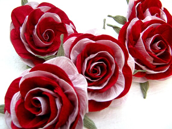 Alice Wonderland tea party crepe paper flower Painted roses Red White, Wall Decor, red Backdrop, girl baby shower Alice Wonderland tea party Il_570xn