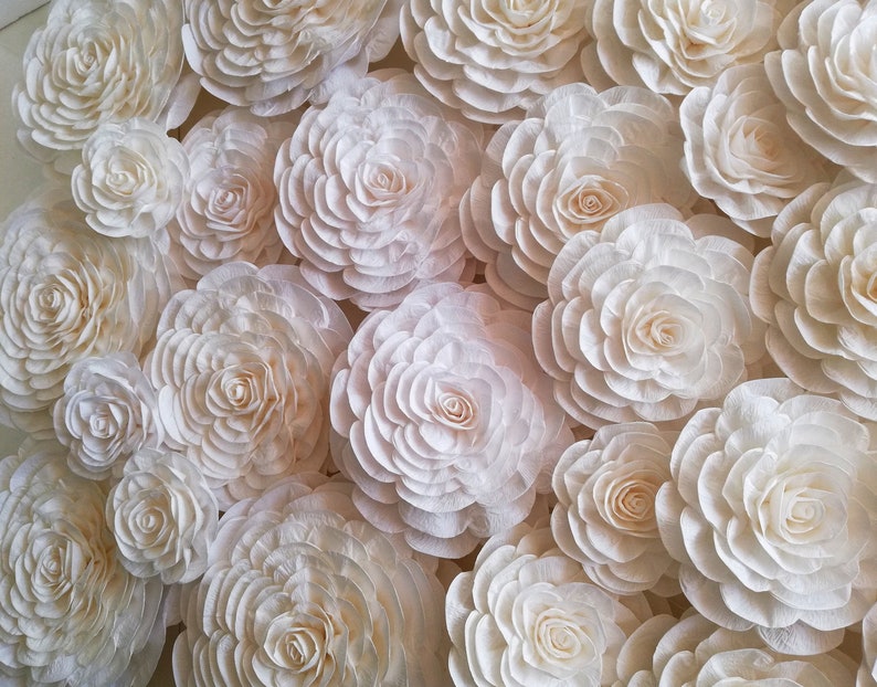 12 Large Paper Flowers Wall Decor Any Colors Wedding Photo Etsy