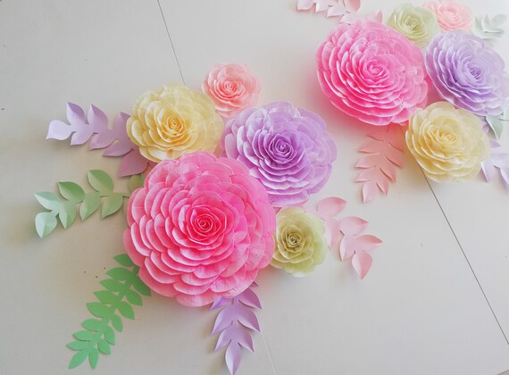 Crepe Paper Flowers (set of 5) first birthday party, flower wall, unique wedding decorations, paper flower wall, cheap wedding idea Il_570xn