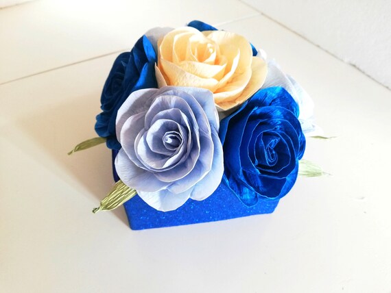 Centerpieces Royal Blue Prince Boy Navy silver Paper Flowers Table decor Wedding nautical beach Party birthday bridal Baby Shower baptism Il_570xn