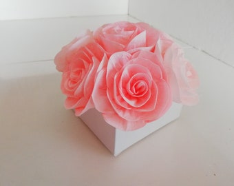 Centerpieces, crepe paper Flower, Roses in box, Valentine's gift Birthday, gifts for mom, Table wedding decor Party bridal girls Baby Shower