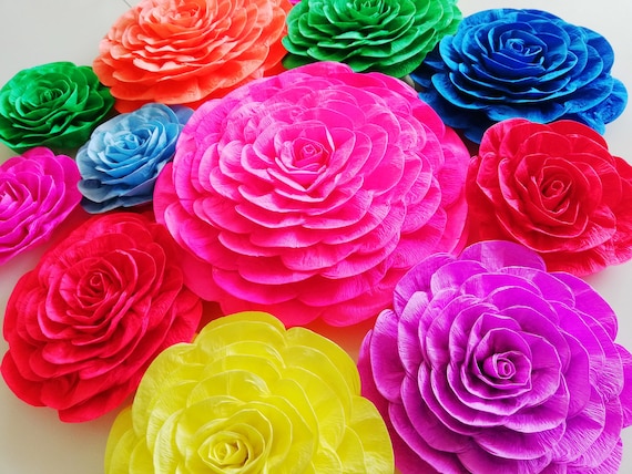 large Paper Flower Wall Decor, Cinco De Mayo, Decorations Mexico Paper Flowers, Encanto Party Decorations, Fiesta Baby Shower Decor Tropical Il_570xn