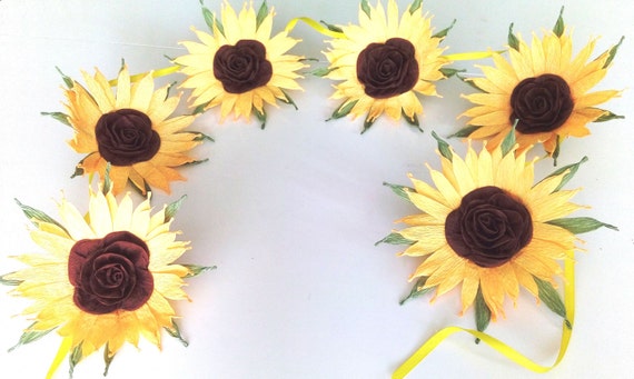Sunflower garland large paper flowers Wall decor flower backdrop gerbera daisy Sunflower wedding rustic bridal party barn decor Baby Shower Il_570xn