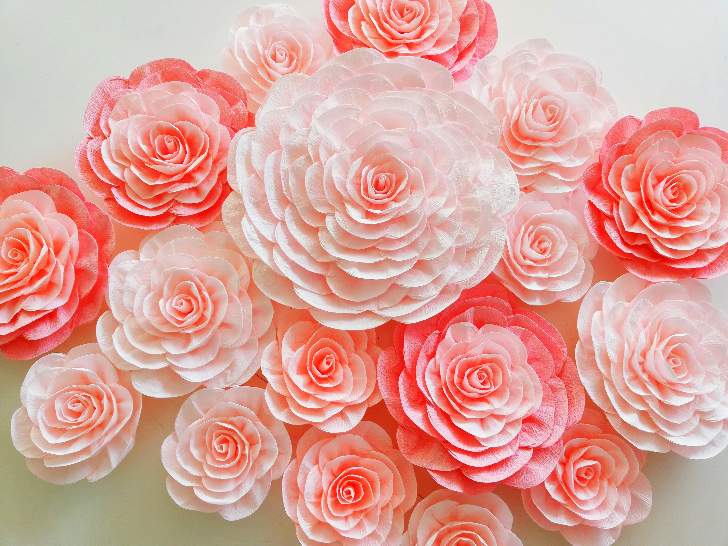 12 Large Paper Flowers Wall decor crepe any colors Wedding Photo backdrop communion baptism bridal baby shower flowers birthday party decor