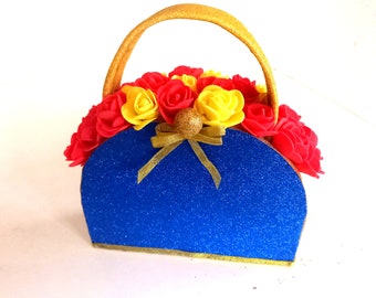 beauty and the beast wedding Centerpieces Purse, yellow red blue flowers table decor bridal Shower Baby Shower Bouquet Belle Birthday Party