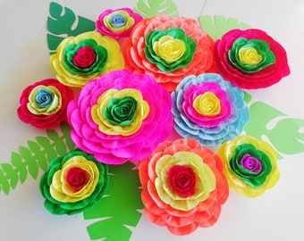 Encanto Fiesta Colorful, large paper flower, wall decor, Tropical, mexico, day of dead, backdrop bridal shower, baby moana party, cinco mayo