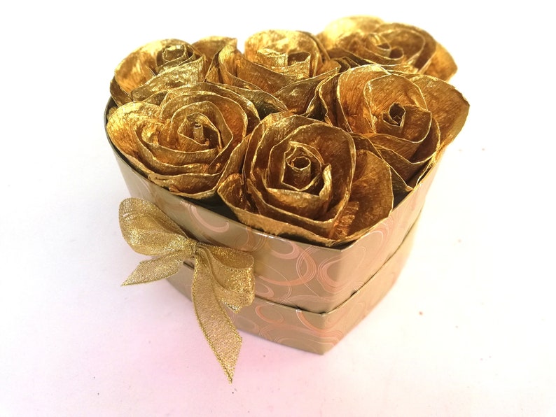 Centerpieces, black gold paper Flowers Roses in box, Birthday gifts for her Mothers Day Table decor wedding Party bridal Shower gatsby prom image 8
