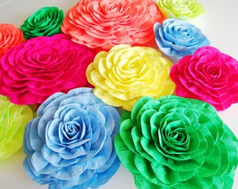 3 Large Paper Flowers, wall decor, coco supply, birthday backdrop Tropical Hawaiian Party Mexico Fiesta Wedding Luau bridal baby shower arch